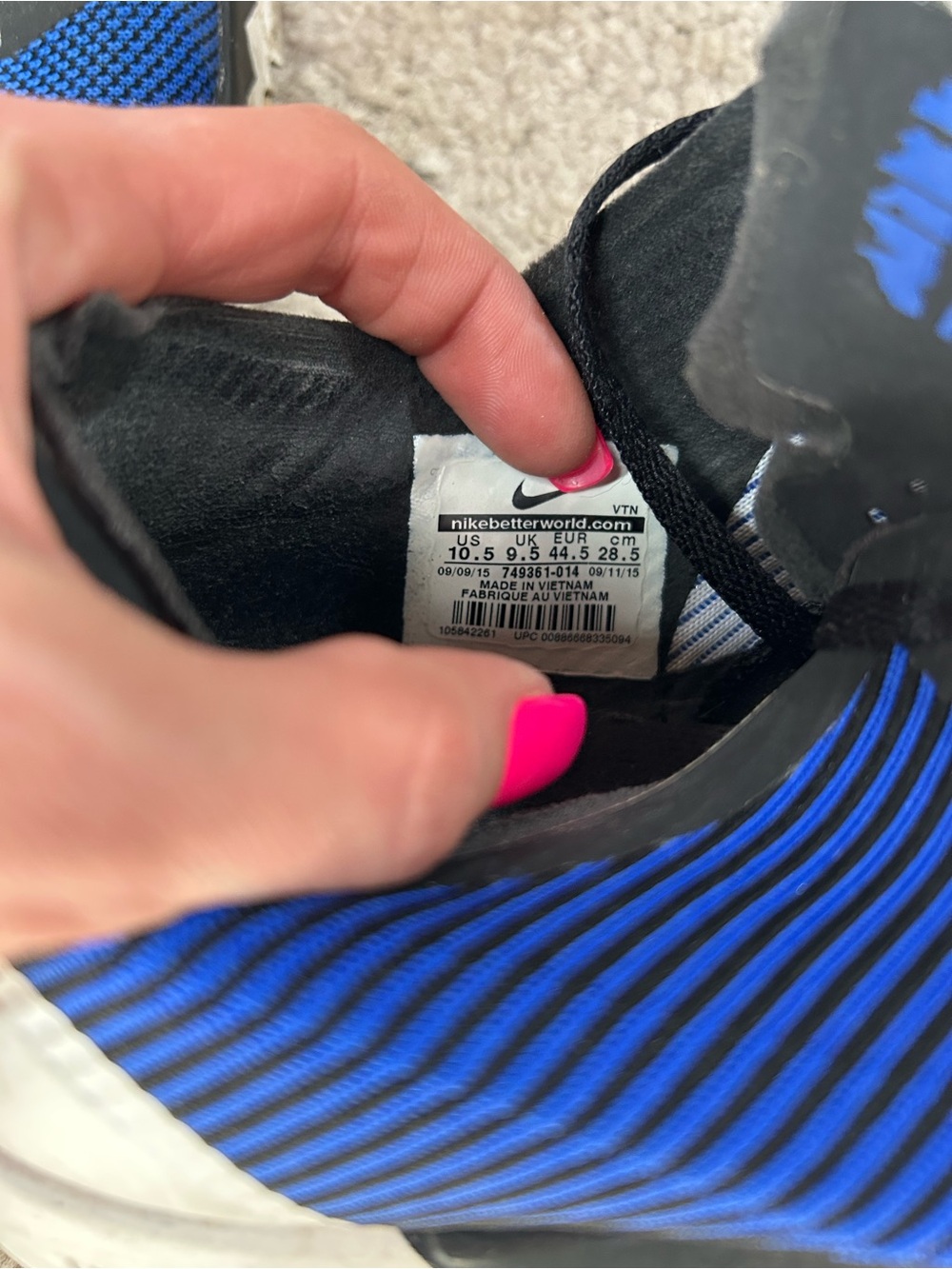 Nike Blue and Black Striped Athletic Sneakers - Picture 3 of 3